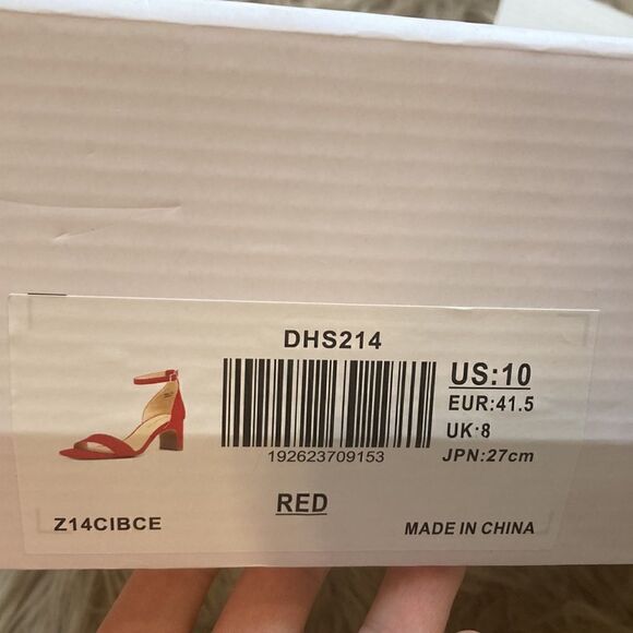 DREAM PAIRS Red Square Open Toe Low Block Chunky Heel Ankle Strap Pump Shoe - Picture 12 of 16